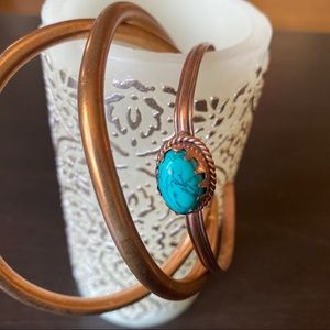 Parisian brass bangle w/ turquoise stone